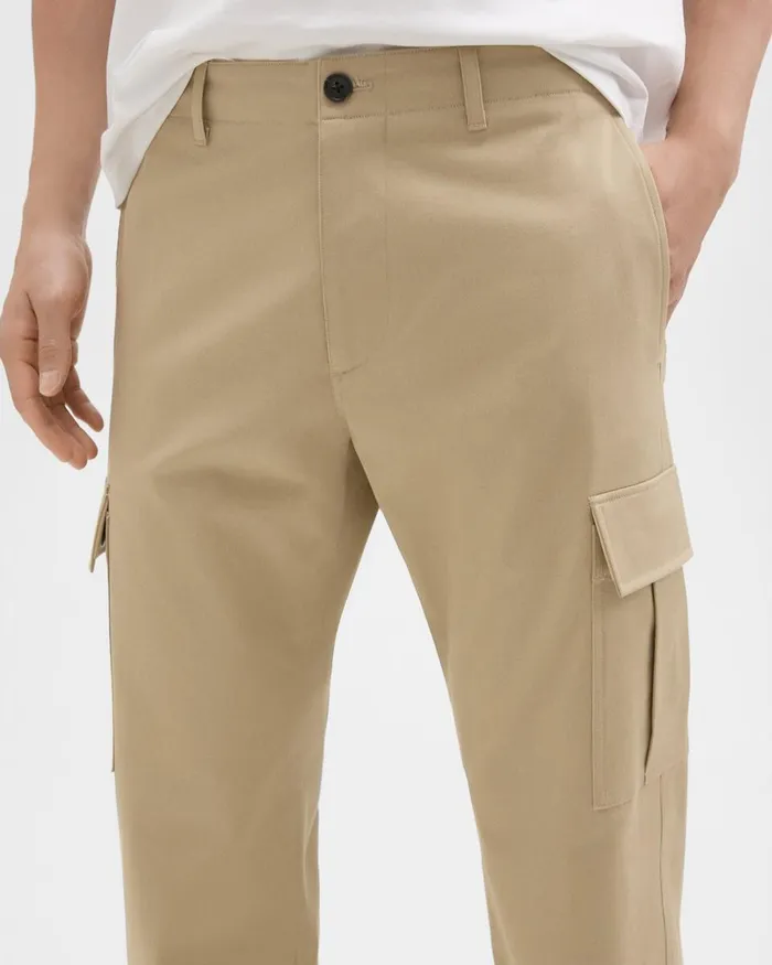 Men Theory Pants Straight Cargo Pant In Stretch Cotton Twill Khaki