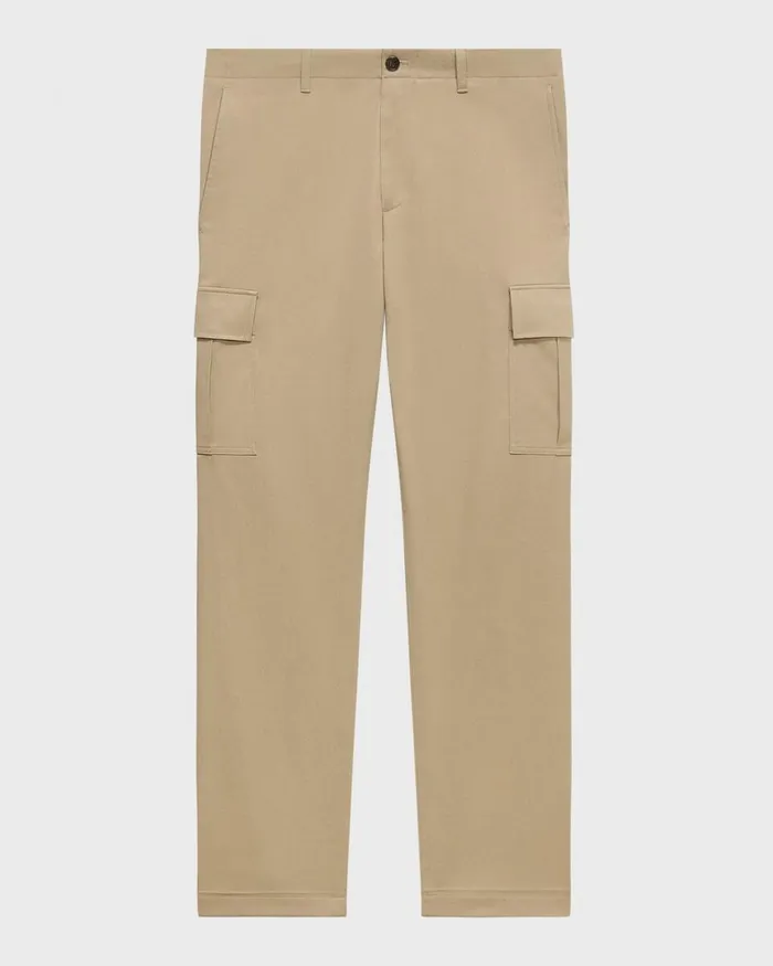 Men Theory Pants Straight Cargo Pant In Stretch Cotton Twill Khaki