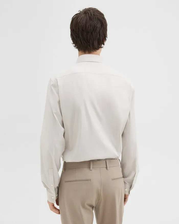Men Theory Shirts Sylvain Shirt In Checked Poplin Taupewhite