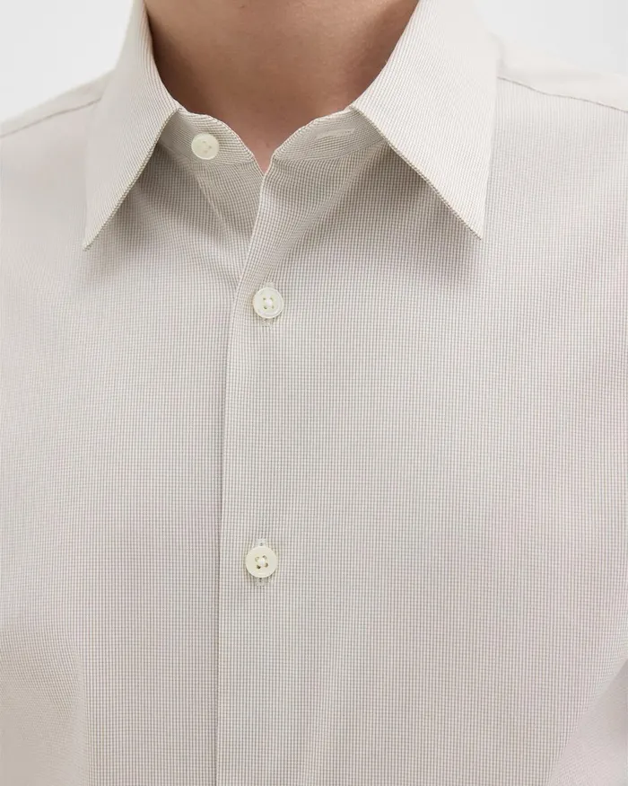 Men Theory Shirts Sylvain Shirt In Checked Poplin Taupewhite