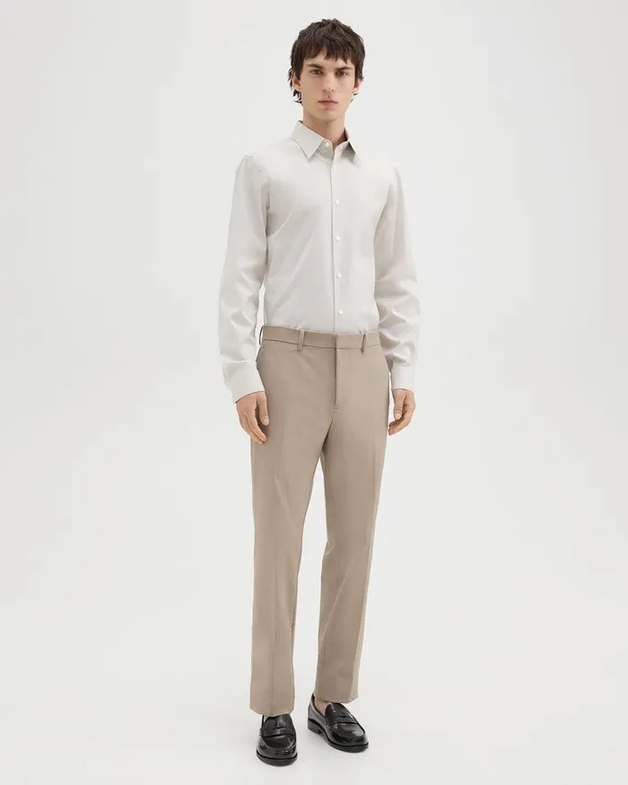 Men Theory Shirts Sylvain Shirt In Checked Poplin Taupewhite