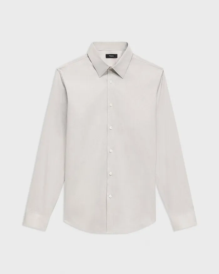 Men Theory Shirts Sylvain Shirt In Checked Poplin Taupewhite