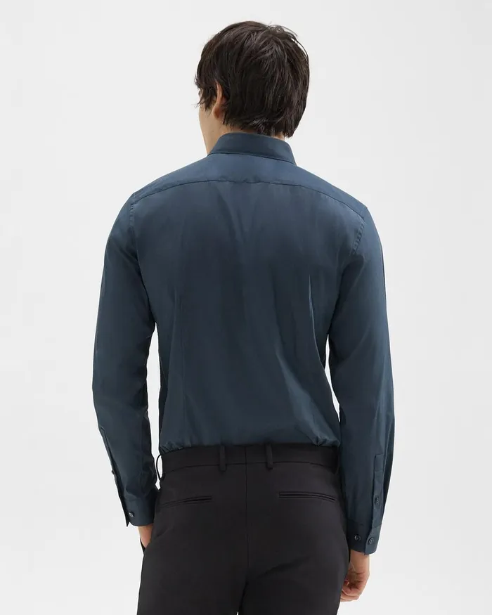 Men Theory Shirts Sylvain Shirt In Good Cotton Deep Sea Blue