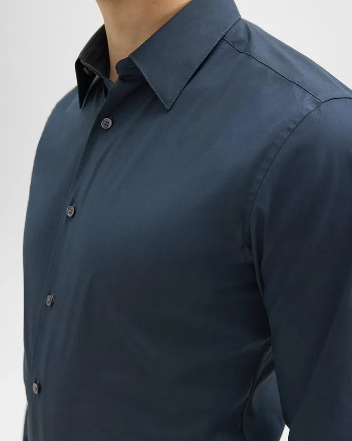 Men Theory Shirts Sylvain Shirt In Good Cotton Deep Sea Blue