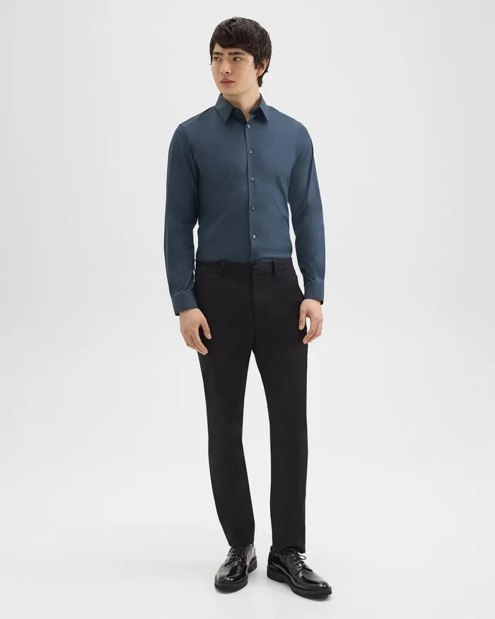 Men Theory Shirts Sylvain Shirt In Good Cotton Deep Sea Blue