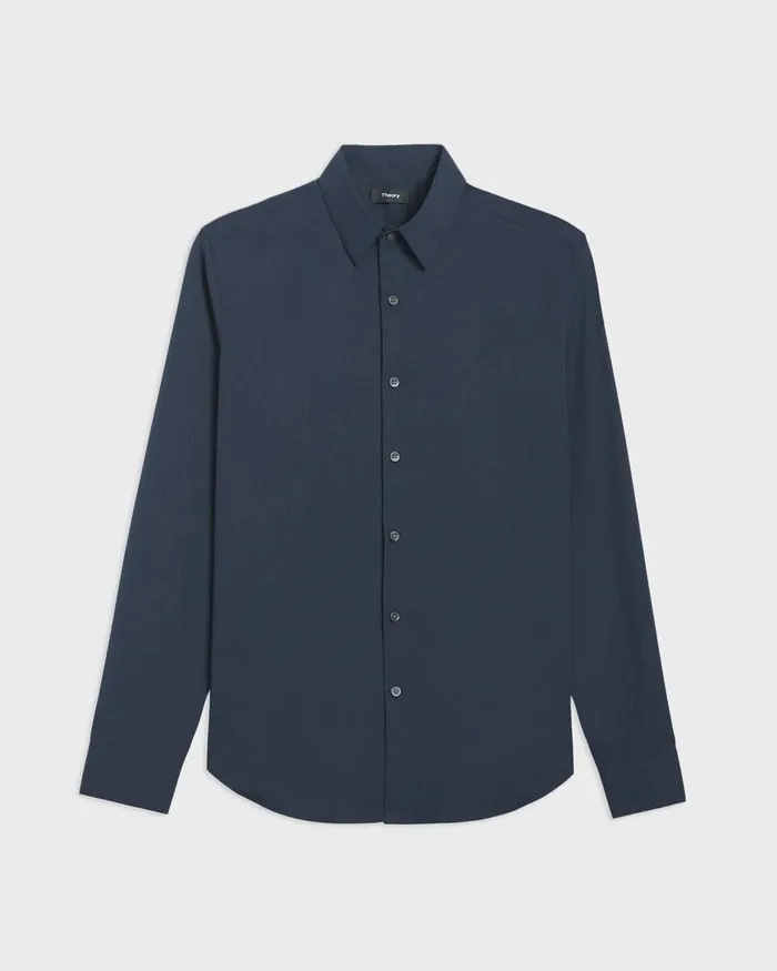 Men Theory Shirts Sylvain Shirt In Good Cotton Deep Sea Blue