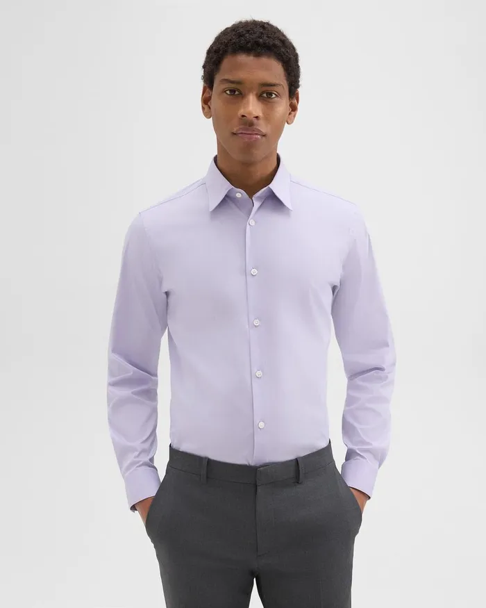 Men Theory Shirts Sylvain Shirt In Good Cotton Soft Iris