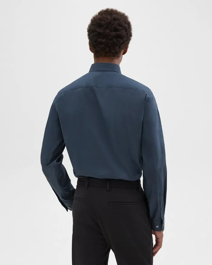 Men Theory Shirts Sylvain Shirt In Structure Knit Deep Sea Blue