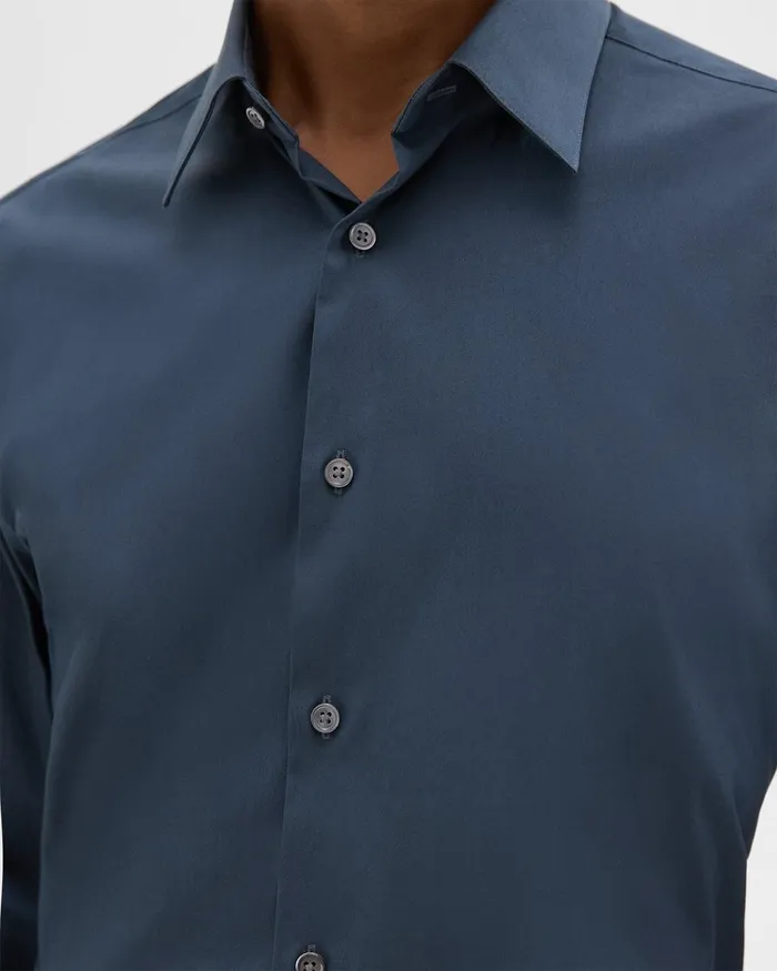 Men Theory Shirts Sylvain Shirt In Structure Knit Deep Sea Blue
