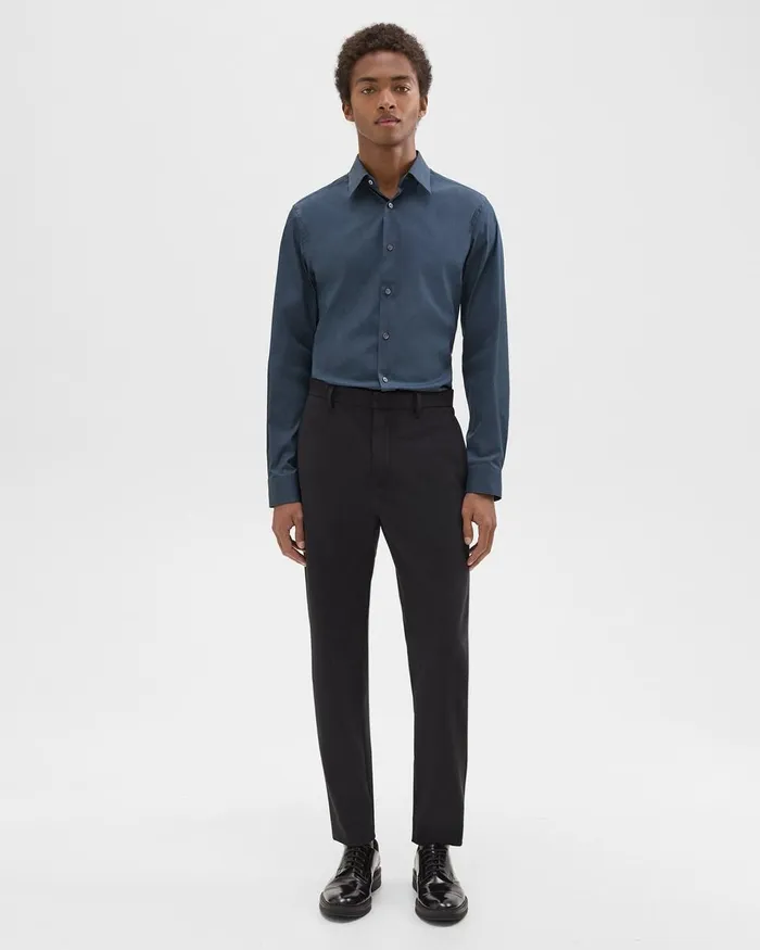 Men Theory Shirts Sylvain Shirt In Structure Knit Deep Sea Blue