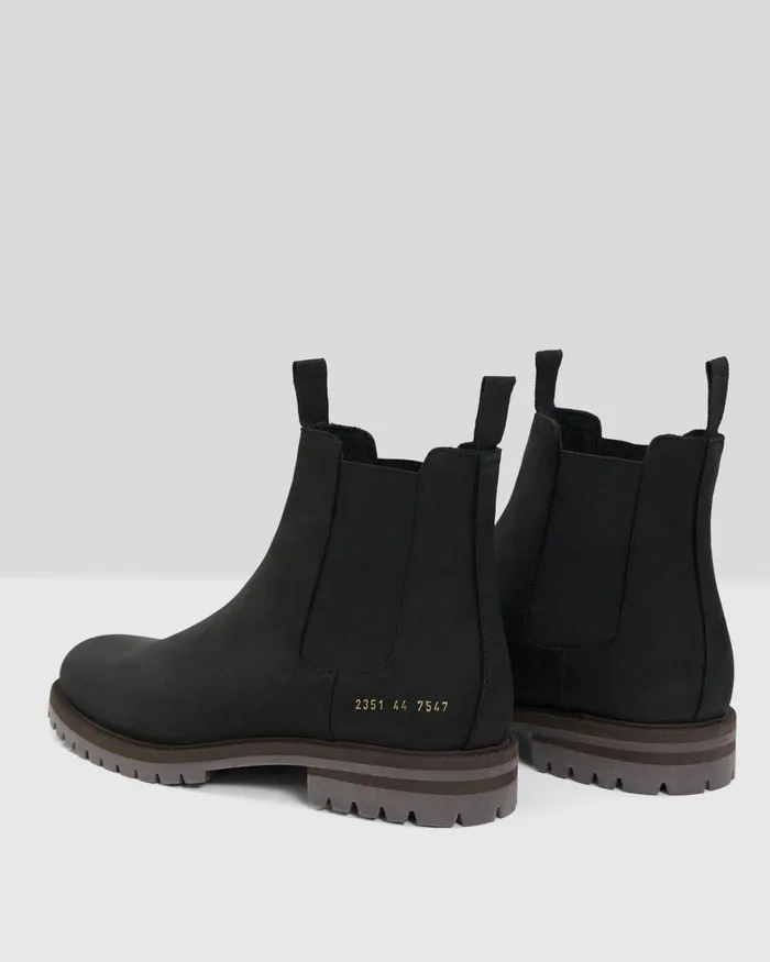 Men Theory Shoes Common Projects Winter Chelsea Boots Black