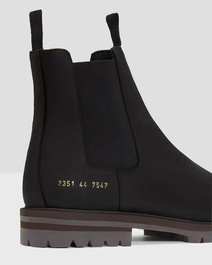 Men Theory Shoes Common Projects Winter Chelsea Boots Black