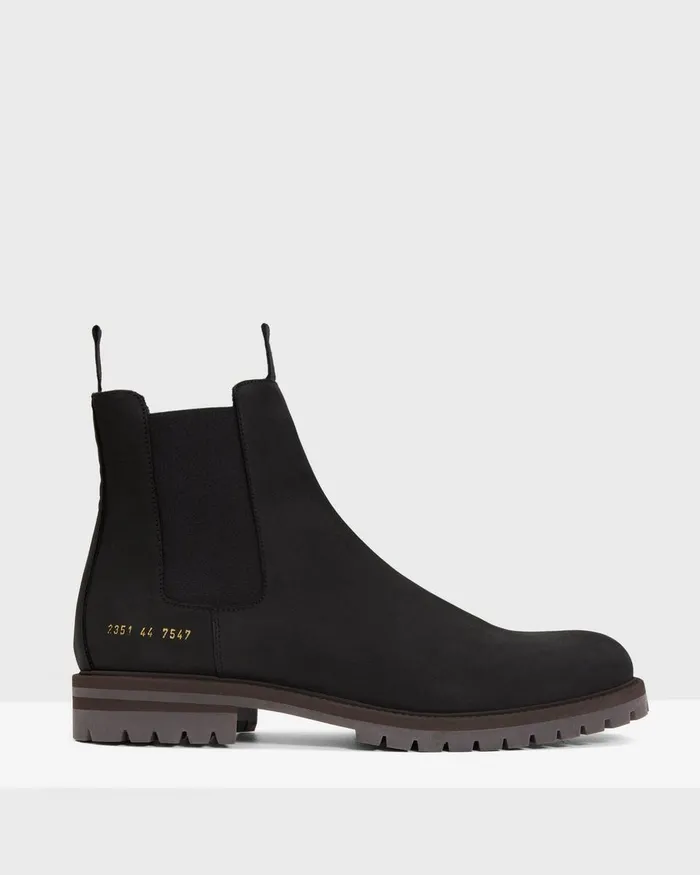 Men Theory Shoes Common Projects Winter Chelsea Boots Black