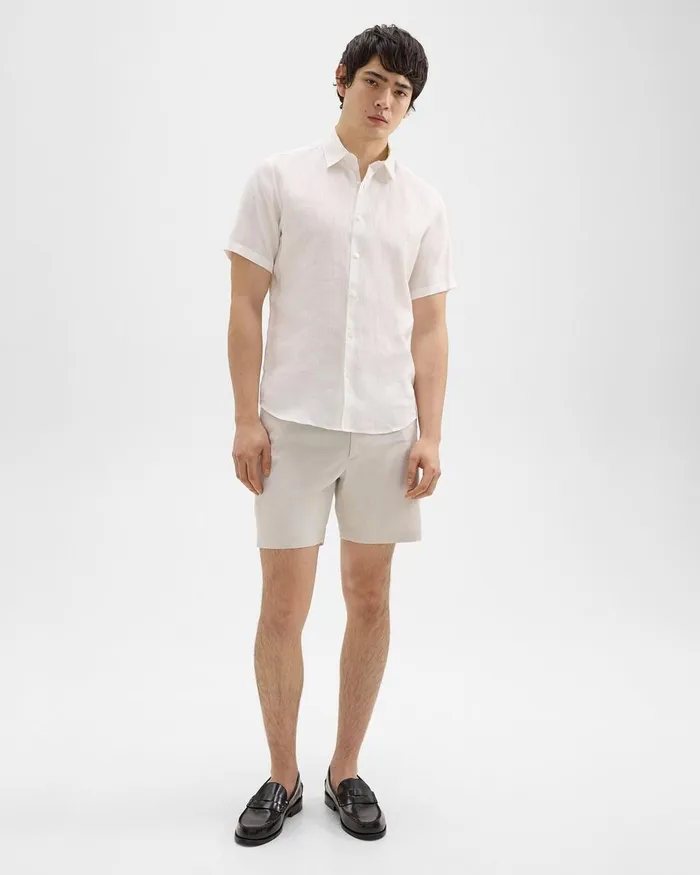Men Theory Shorts Curtis 7quot Drawstring Short In Good Linen Sand