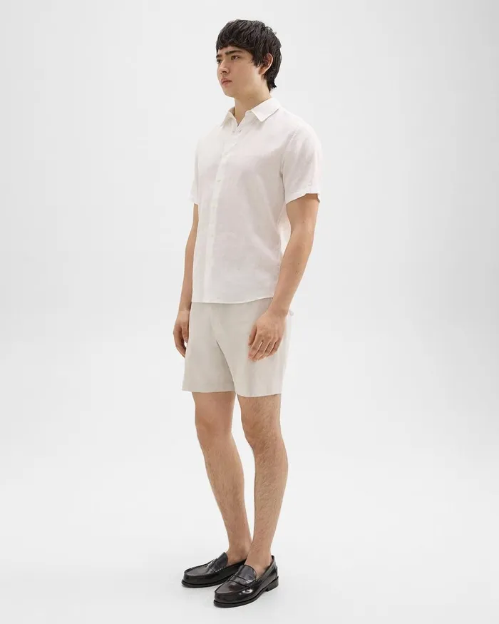 Men Theory Shorts Curtis 7quot Drawstring Short In Good Linen Sand
