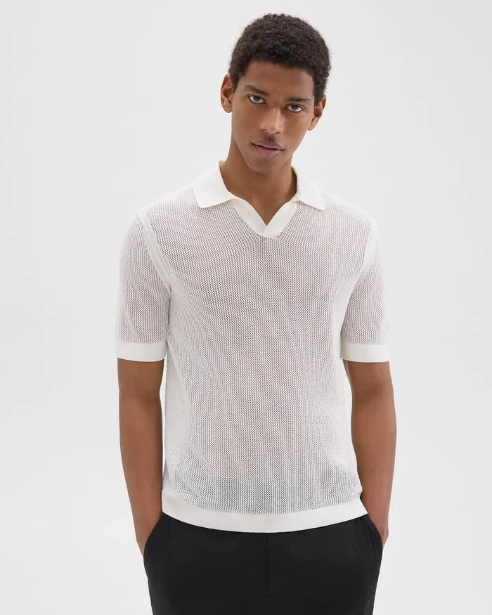 Men Theory Sweaters Cardigans Cairn Polo Shirt In Cotton Ivory