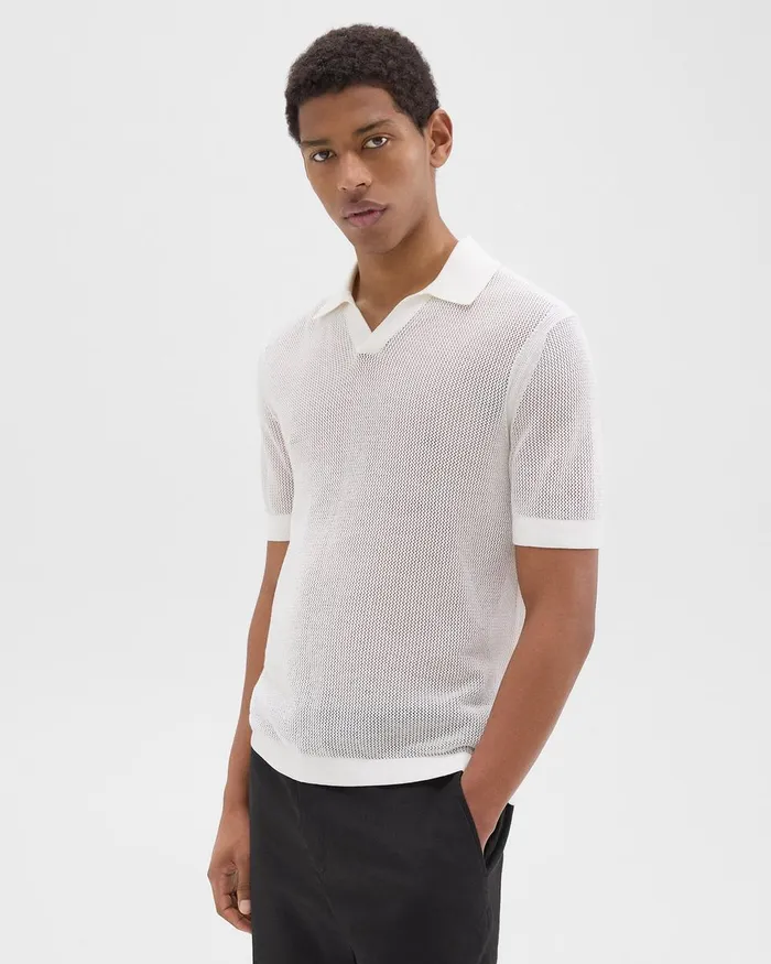 Men Theory Sweaters Cardigans Cairn Polo Shirt In Cotton Ivory