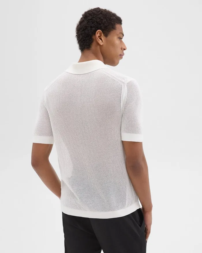 Men Theory Sweaters Cardigans Cairn Polo Shirt In Cotton Ivory