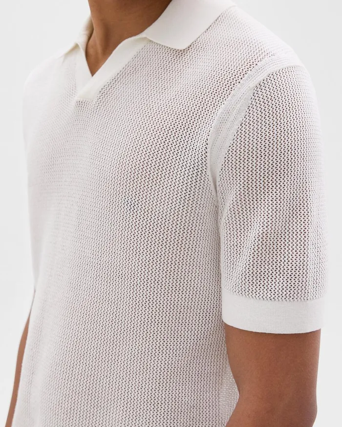 Men Theory Sweaters Cardigans Cairn Polo Shirt In Cotton Ivory