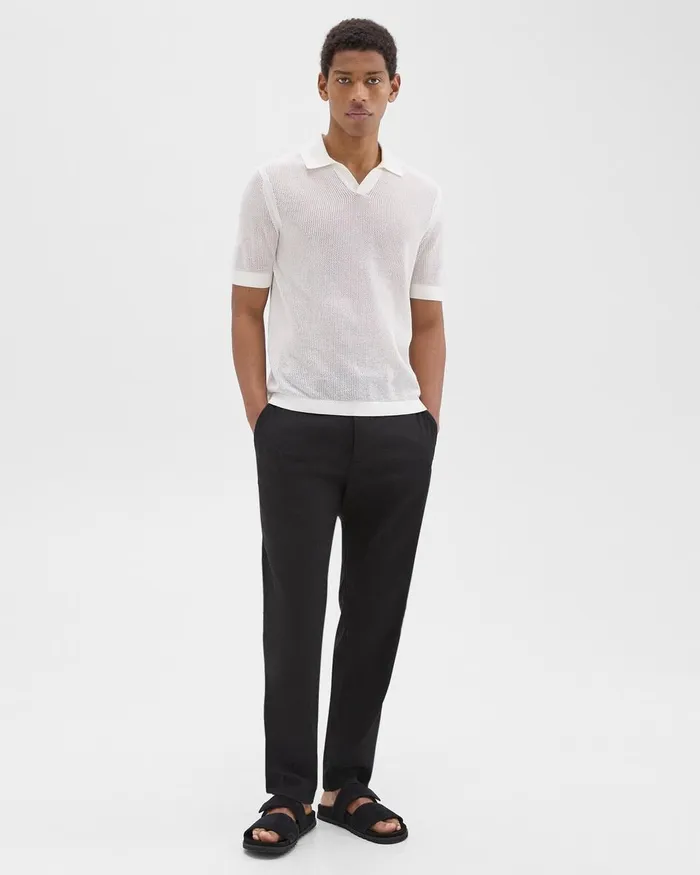 Men Theory Sweaters Cardigans Cairn Polo Shirt In Cotton Ivory