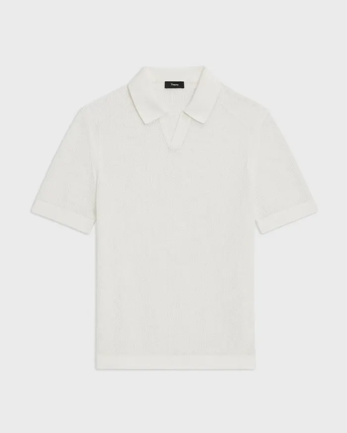 Men Theory Sweaters Cardigans Cairn Polo Shirt In Cotton Ivory