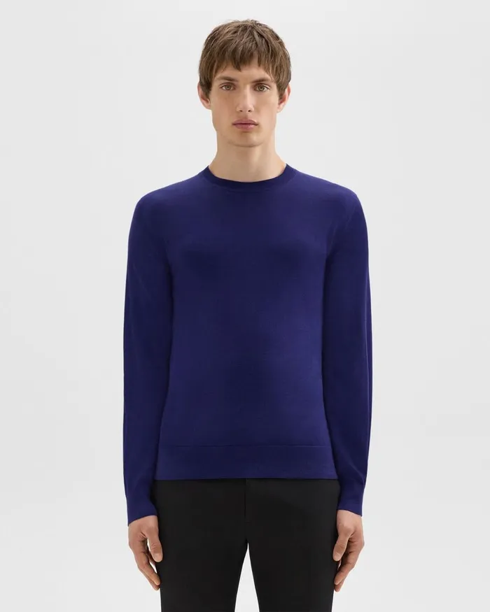 Men Theory Sweaters Cardigans Crewneck Sweater In Regal Wool Ocean