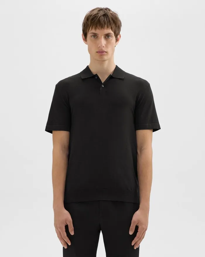 Men Theory Sweaters Cardigans Goris Polo Shirt In Light Bilen Black