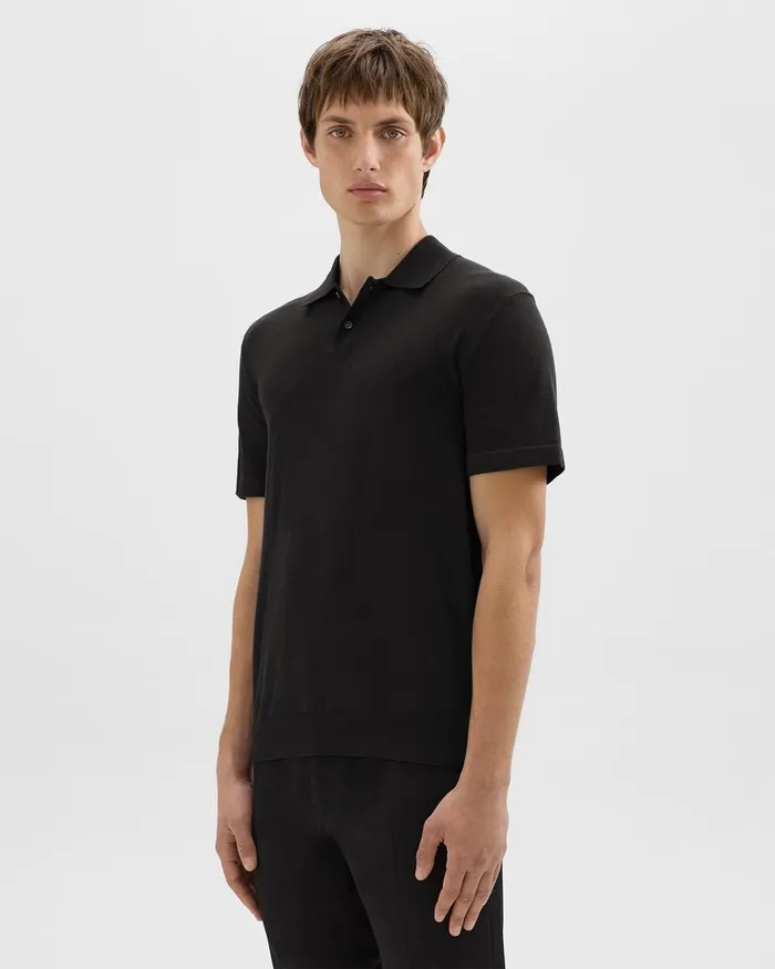 Men Theory Sweaters Cardigans Goris Polo Shirt In Light Bilen Black