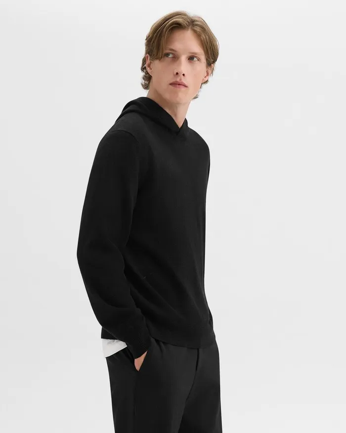 Men Theory Sweaters Cardigans Hilles Hoodie In Cashmere Black