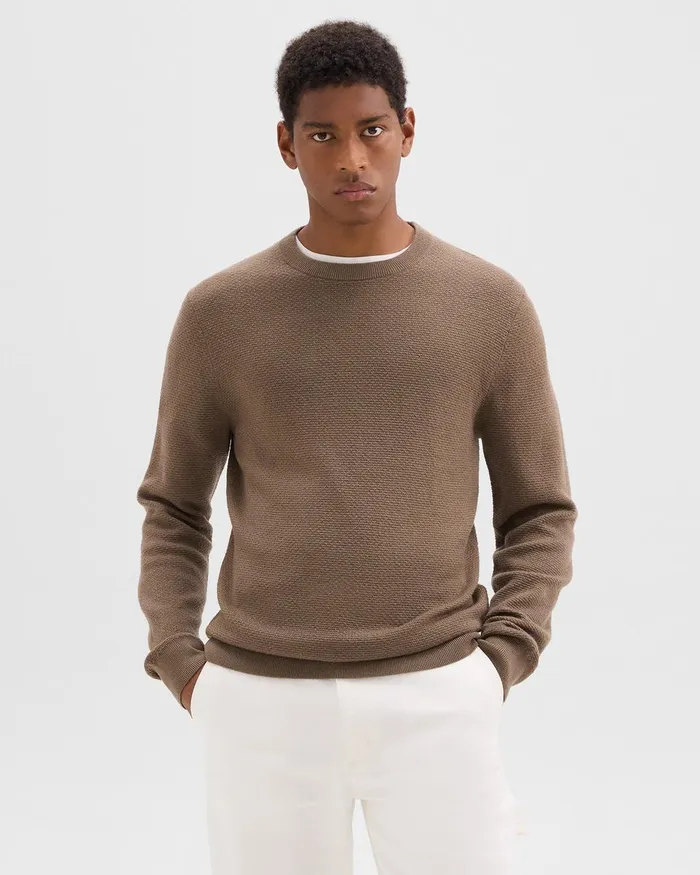 Men Theory Sweaters Cardigans Maden Crewneck Sweater In Merino Wool Dark Taupe