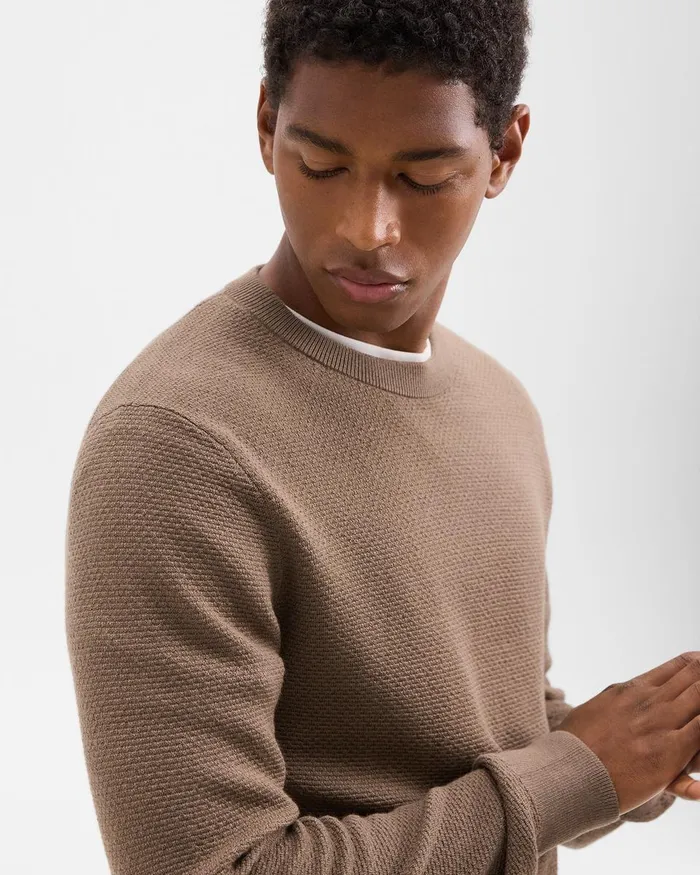 Men Theory Sweaters Cardigans Maden Crewneck Sweater In Merino Wool Dark Taupe