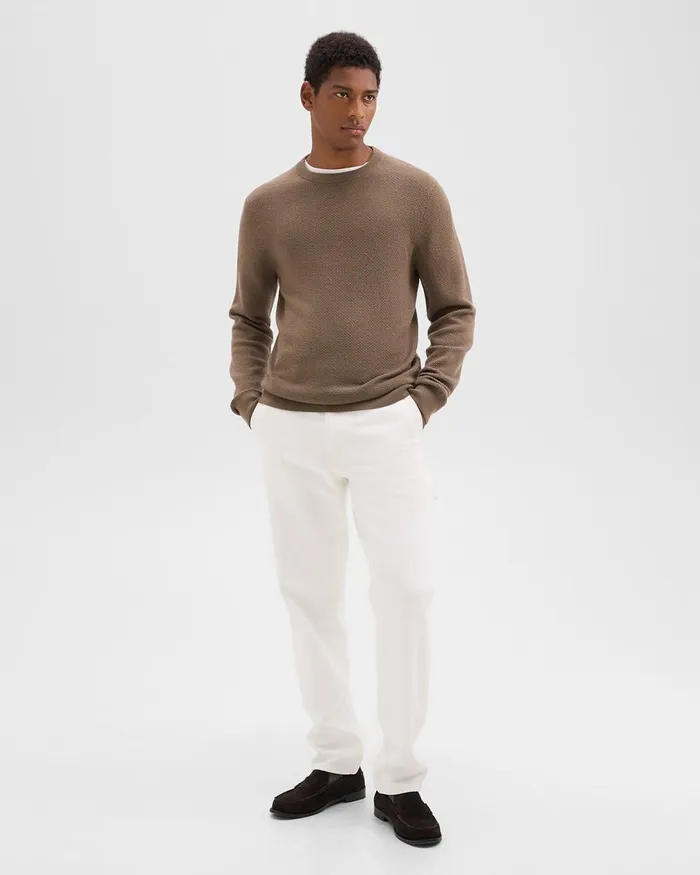 Men Theory Sweaters Cardigans Maden Crewneck Sweater In Merino Wool Dark Taupe