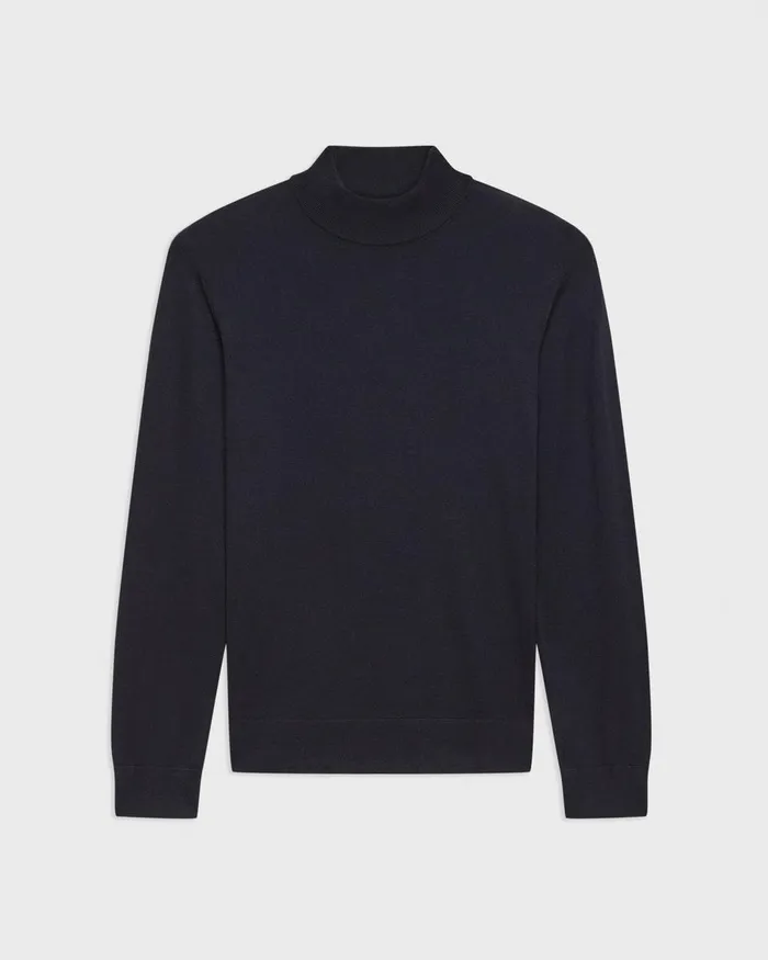 Men Theory Sweaters Cardigans Mock Neck Sweater In Regal Wool Navy