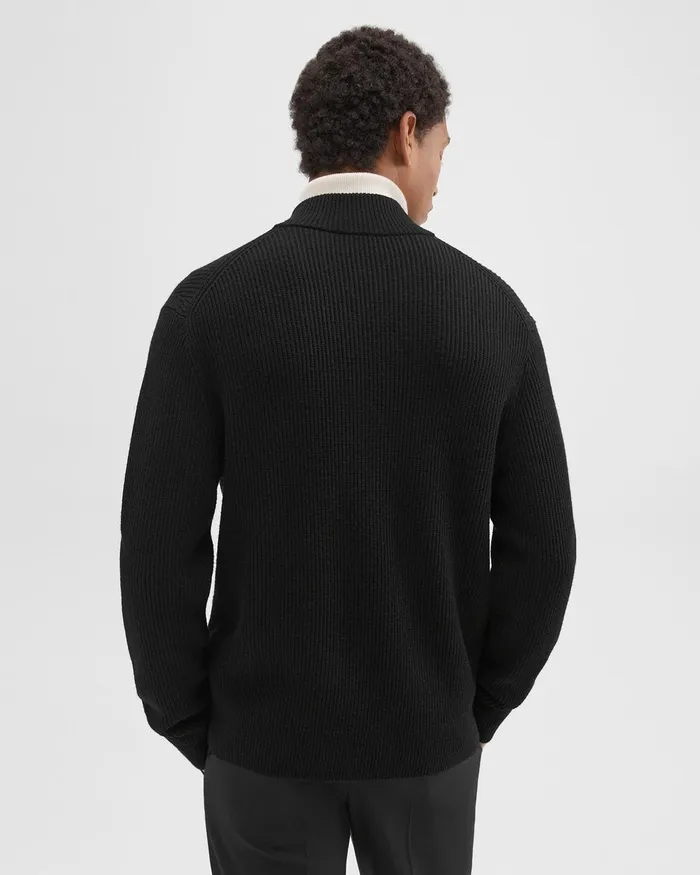 Men Theory Sweaters Cardigans Ribbed ZipUp Cardigan In Merino Wool Black