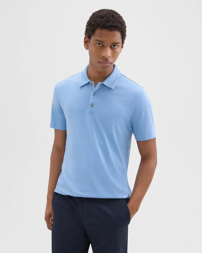 Men Theory TShirts Polos Bron Polo Shirt In Anemone Modal Jersey Powder Blue