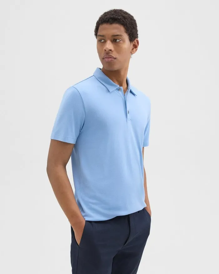 Men Theory TShirts Polos Bron Polo Shirt In Anemone Modal Jersey Powder Blue