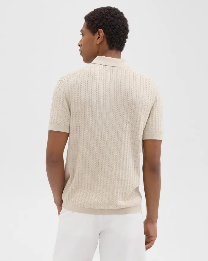 Men Theory TShirts Polos Cable Knit Polo In Cotton New Sand