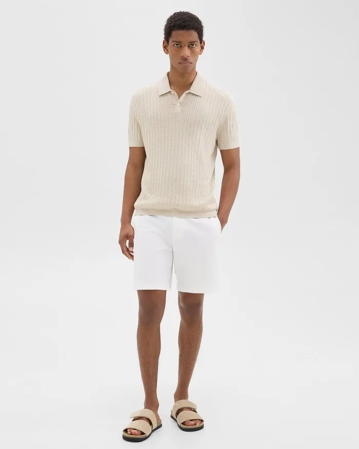 Men Theory TShirts Polos Cable Knit Polo In Cotton New Sand