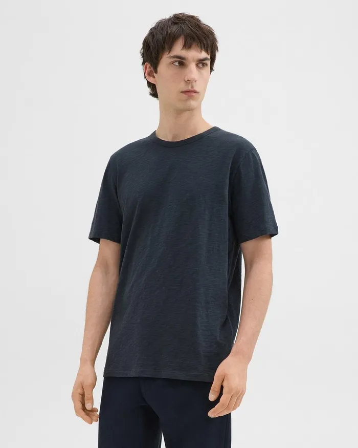 Men Theory TShirts Polos Essential Tee In Cosmos Slub Cotton Eclipse