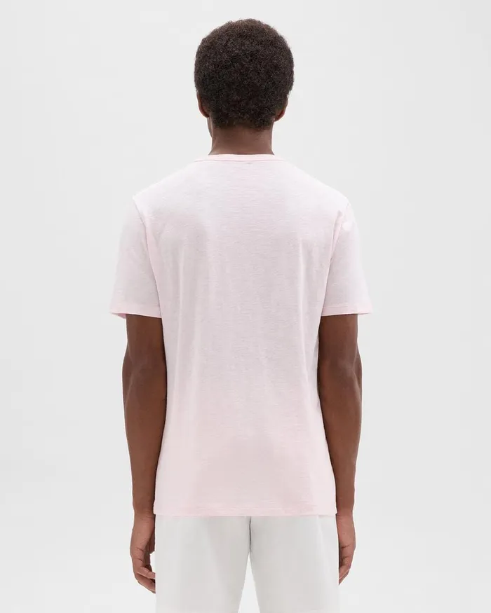 Men Theory TShirts Polos Essential Tee In Cosmos Slub Cotton Pale Pink