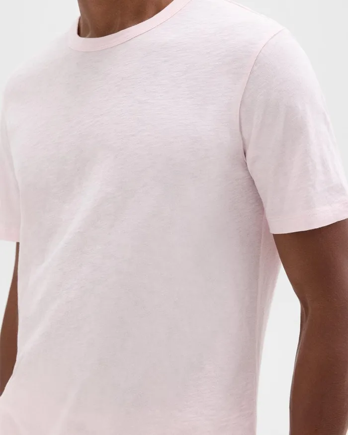 Men Theory TShirts Polos Essential Tee In Cosmos Slub Cotton Pale Pink