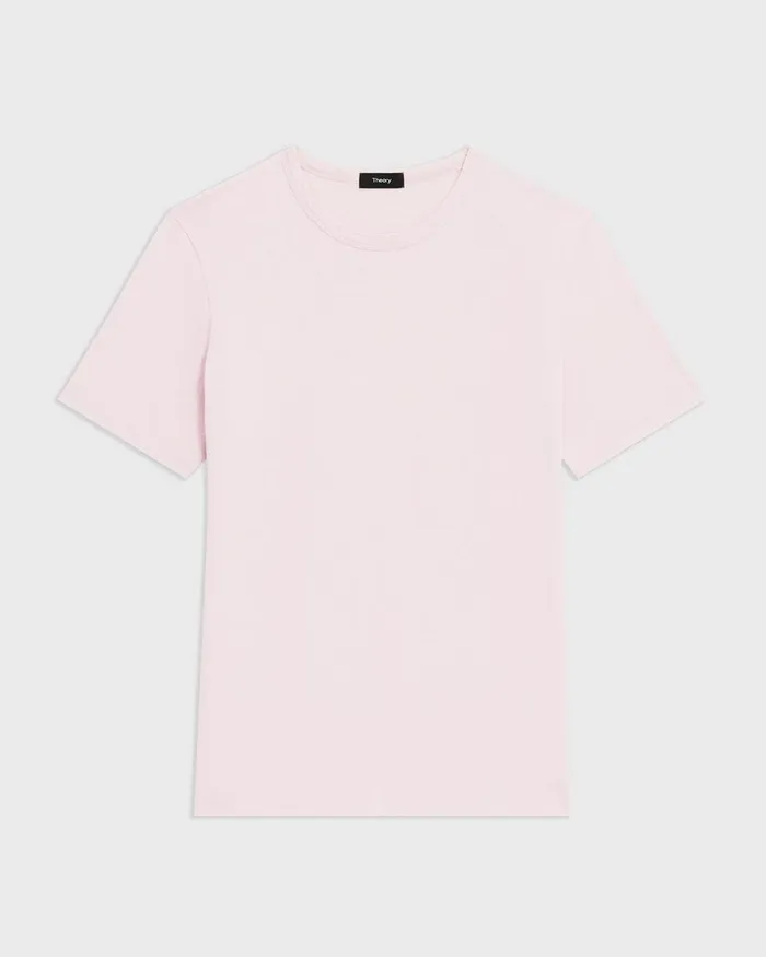 Men Theory TShirts Polos Essential Tee In Cosmos Slub Cotton Pale Pink