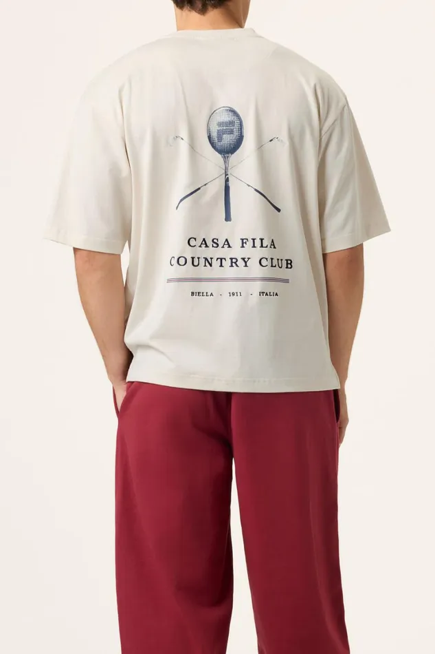Men Tops and TShirts Fila Country Club Raquet Box Tee 920 Gardenia Men Tops and TShirts Fila Country Club Raquet Box Tee 920 Gardenia