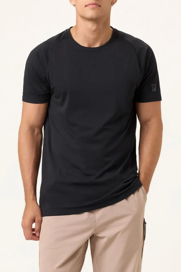 Men Tops and TShirts Fila Lucky Ace Short Sleeve Seamless Crew 001 Black