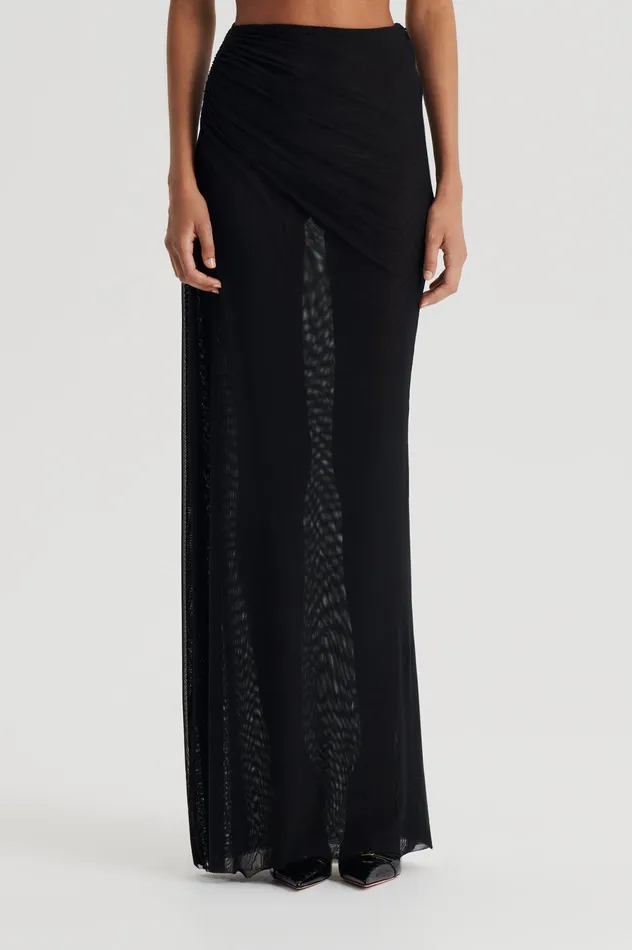 MESH GATHERED SKIRT BLACK Women Skirts Scanlan Theodore MESH GATHERED SKIRT BLACK Women Skirts Scanlan Theodore