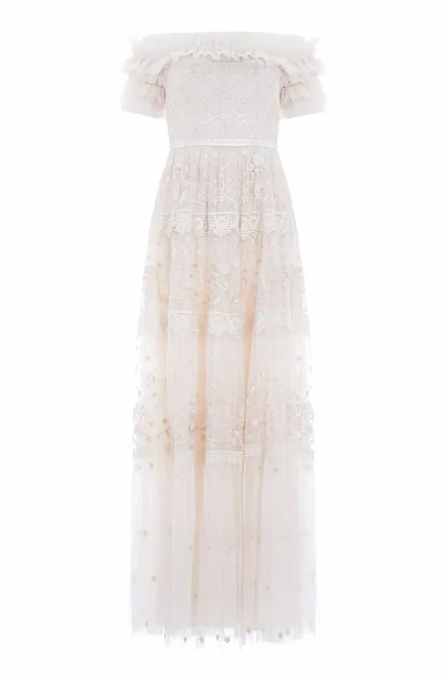 Midsummer Lace OffShoulder Gown Champagne Women Needle and Thread Dresses