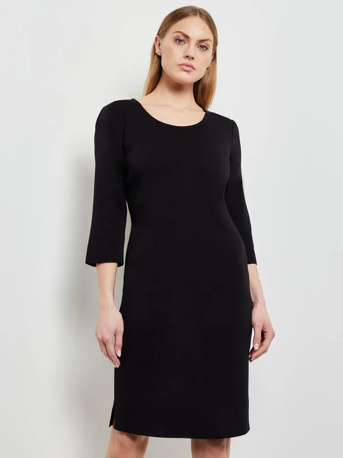 Misook 34 Sleeve Sheath Dress 8211 Black Scoop Neck Dress Misook Women Dresses