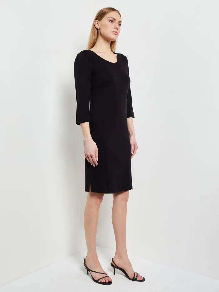 Misook 34 Sleeve Sheath Dress 8211 Black Scoop Neck Dress Misook Women Dresses