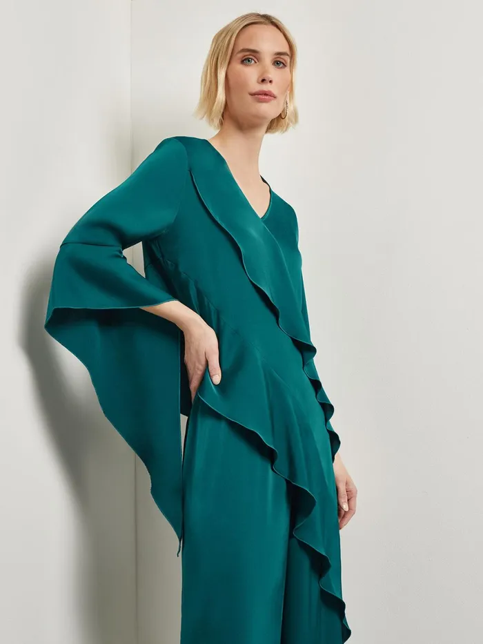 Misook Asymmetrical Ruffle Blouse 8211 Crepe De Chine Women Tops and Tees
