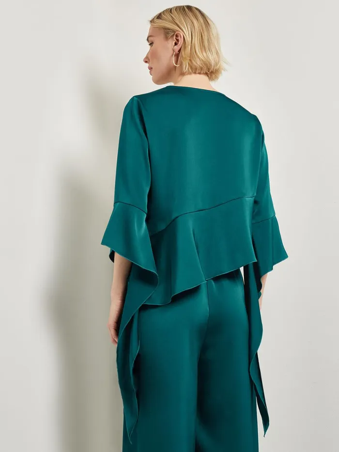 Misook Asymmetrical Ruffle Blouse 8211 Crepe De Chine Women Tops and Tees